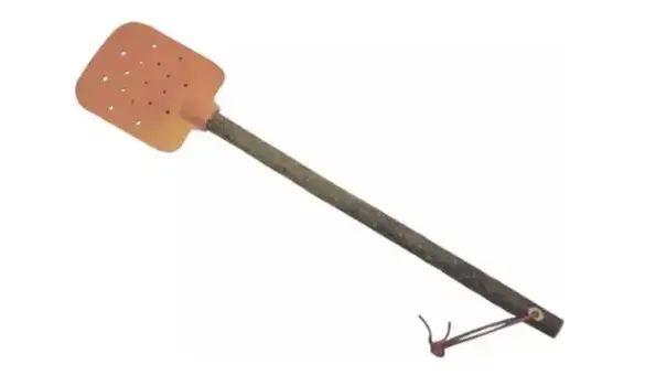 Tapette à mouches bois&cuir carrée