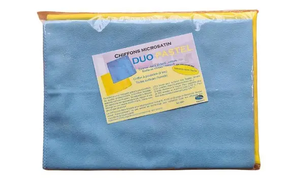 Duo chiffon microsatin pastel bleu/jaune