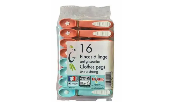 Pinces à linge bi-matière corail