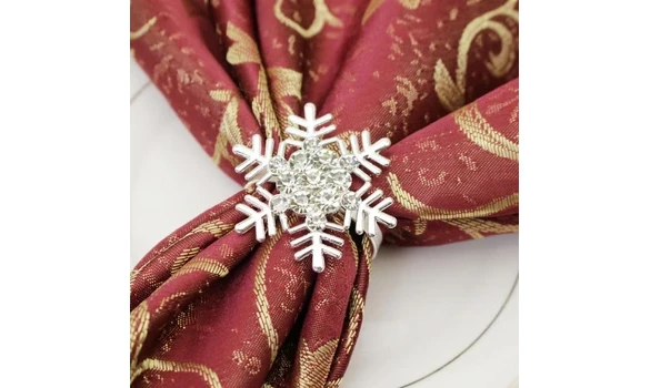 Rond de serviette flocon argenté